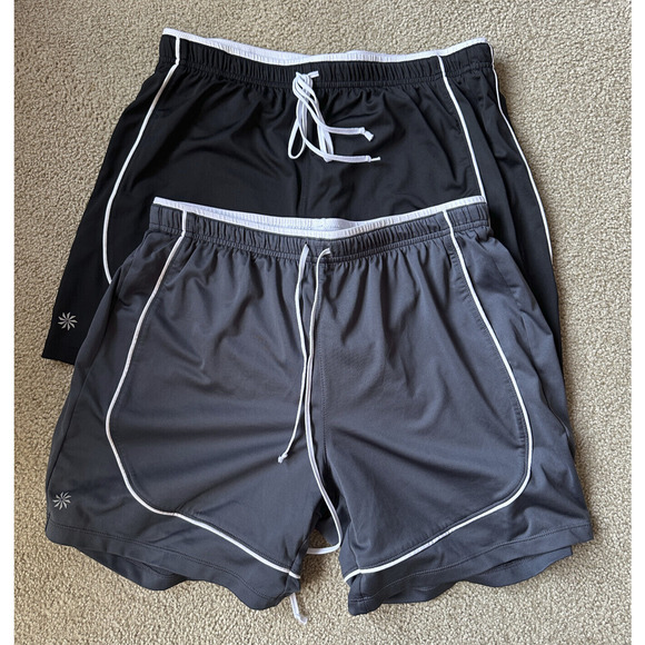 2 Athleta Take Two Running Shorts Double Layered Lined Women's Small Gray Black - Picture 9 of 9